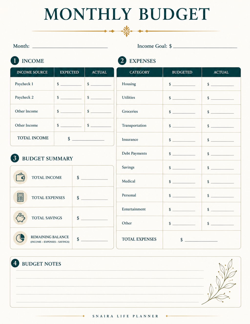 Snaira Life Planner