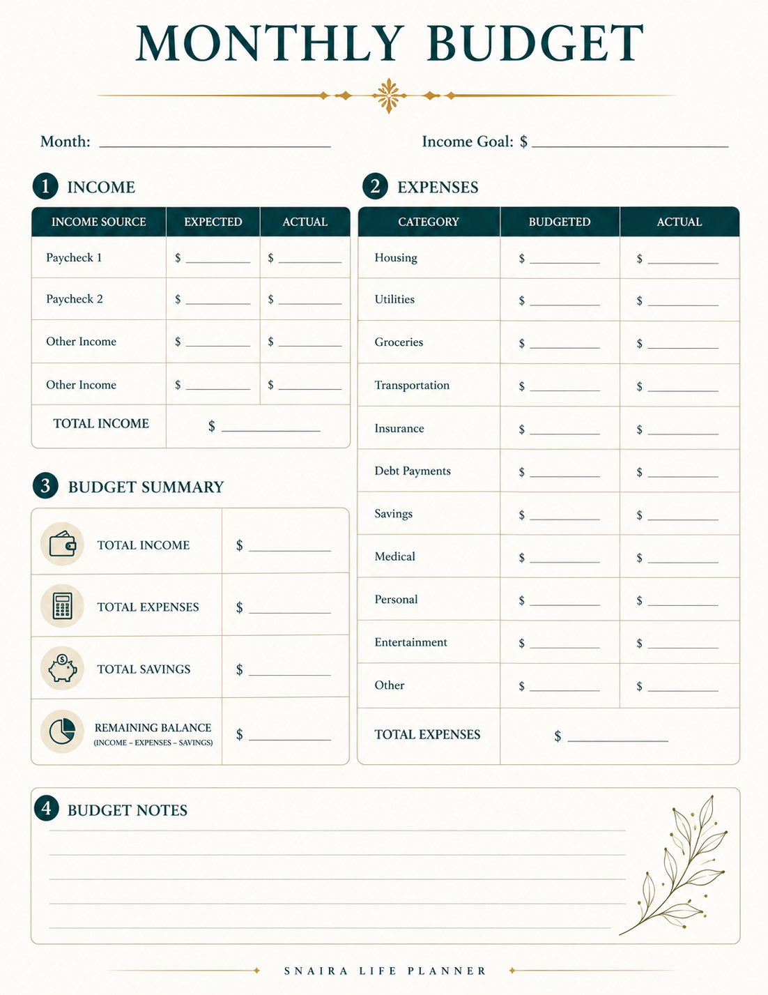 Snaira Life Planner