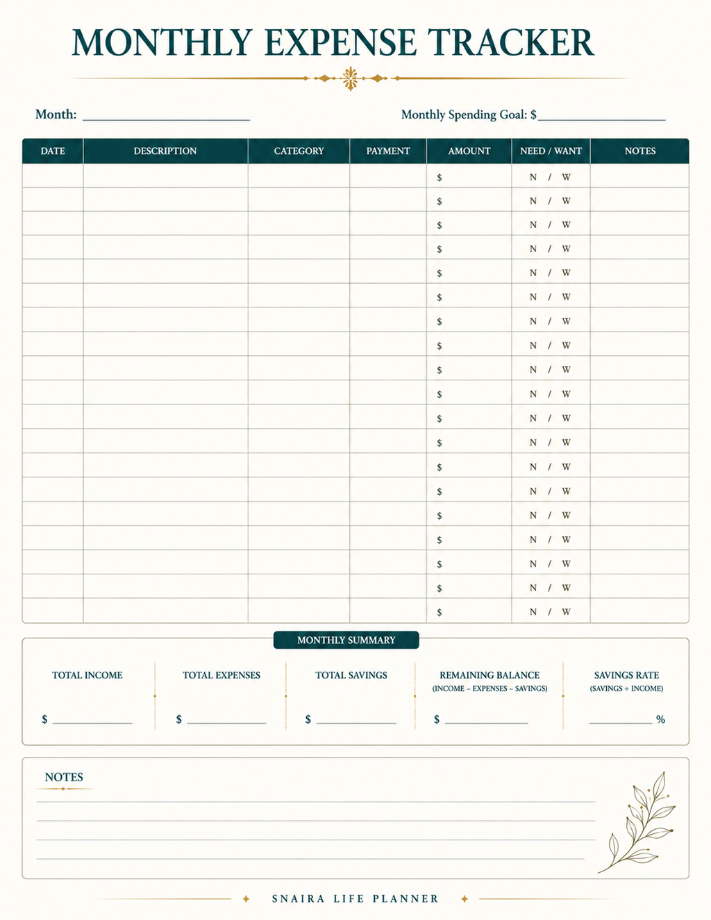Snaira Life Planner