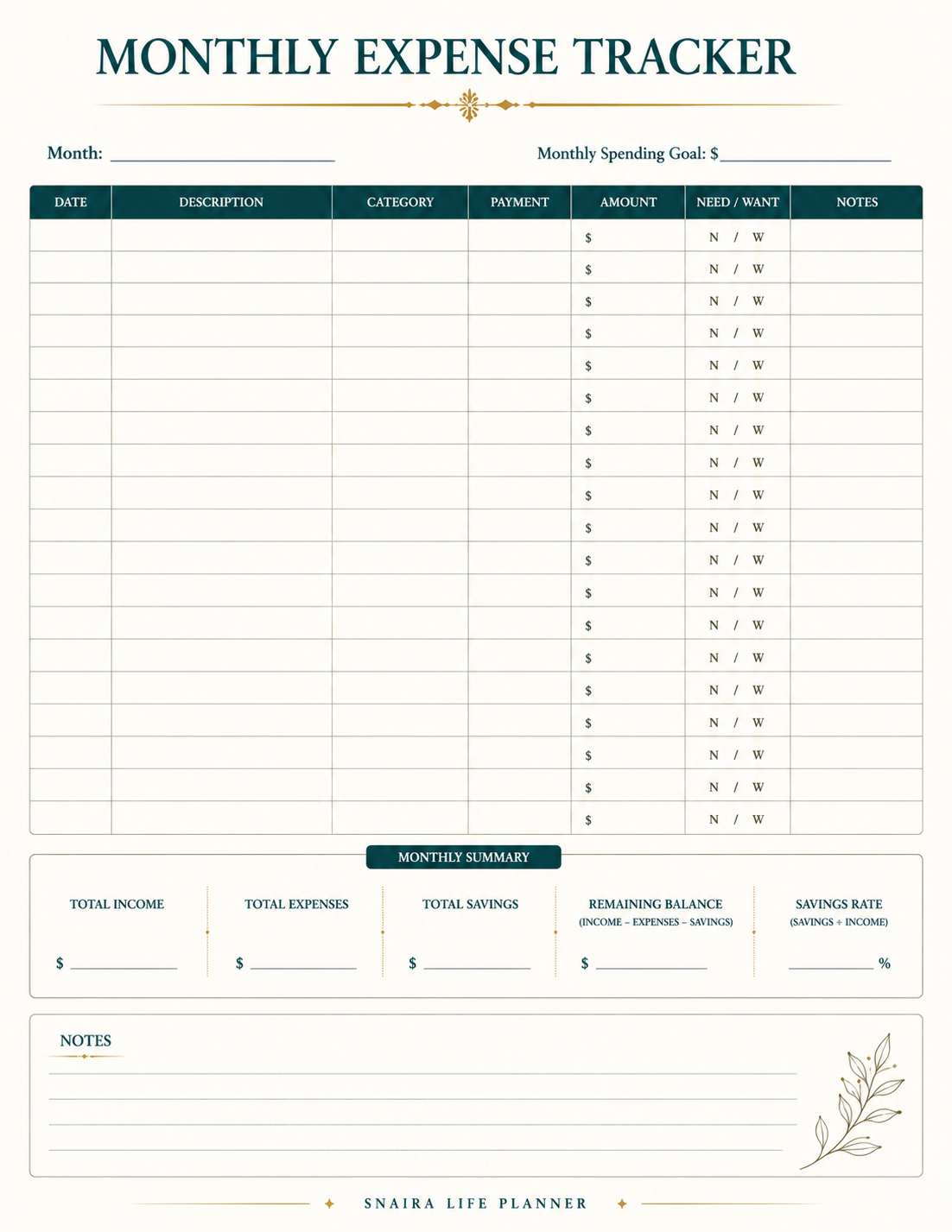 Snaira Life Planner